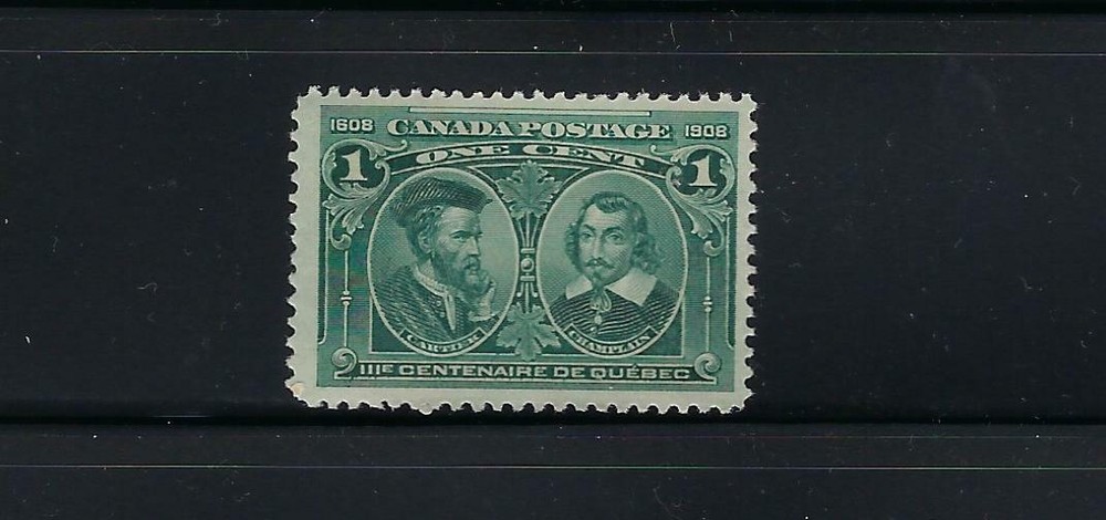 CANADA SCOTT #97  1908 QUEBEC TERCENTENARY 1 CENT (BLUE GREEN- MINT NEVER HINGED