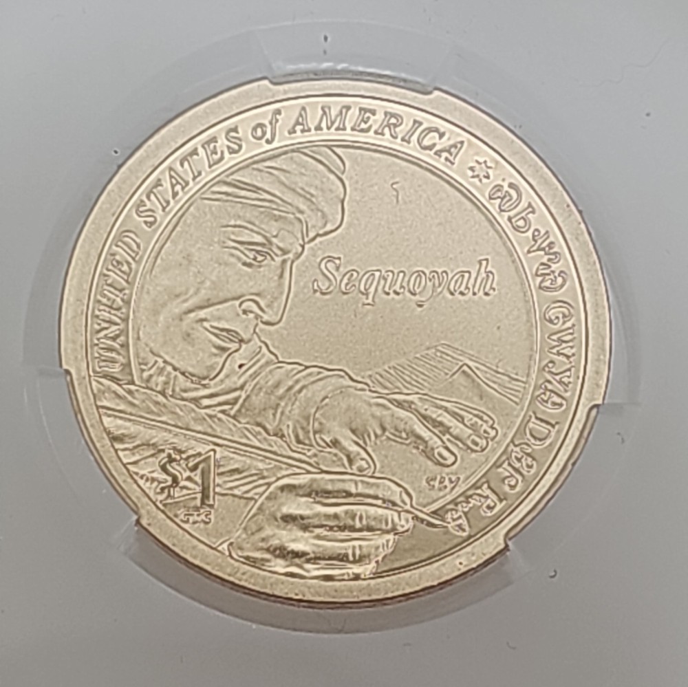2017-S $1 CAC MS69 Native American Sequoyah, Enhanced Uncirculated