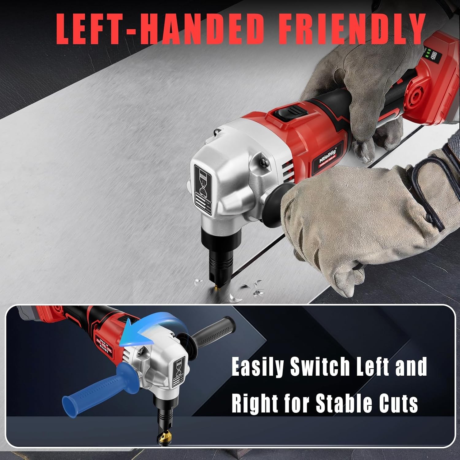 Cordless Metal Nibbler Compatible with For Milwaukee 18V Battery, Red