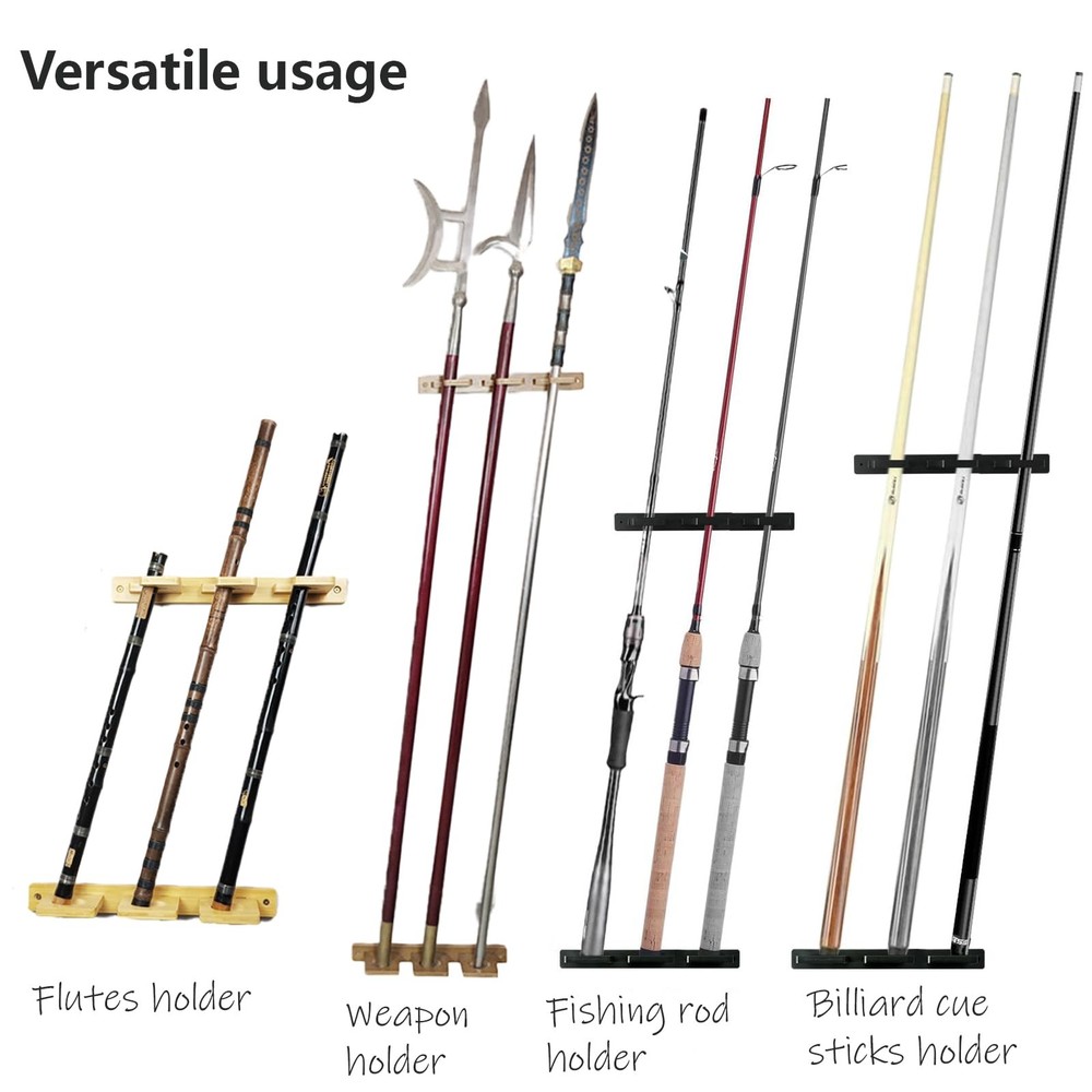 Vertical Katana Wall Mount Holder, Adjustable Samurai Sword Wall Hanger, Bamb...