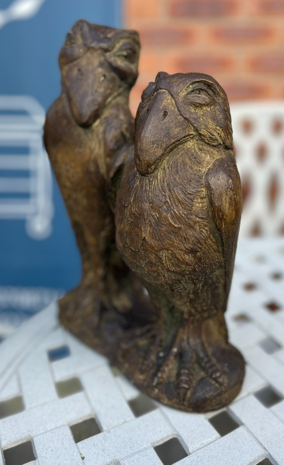 Martin Brothers Style Double Wally Bird Stone Garden Statue