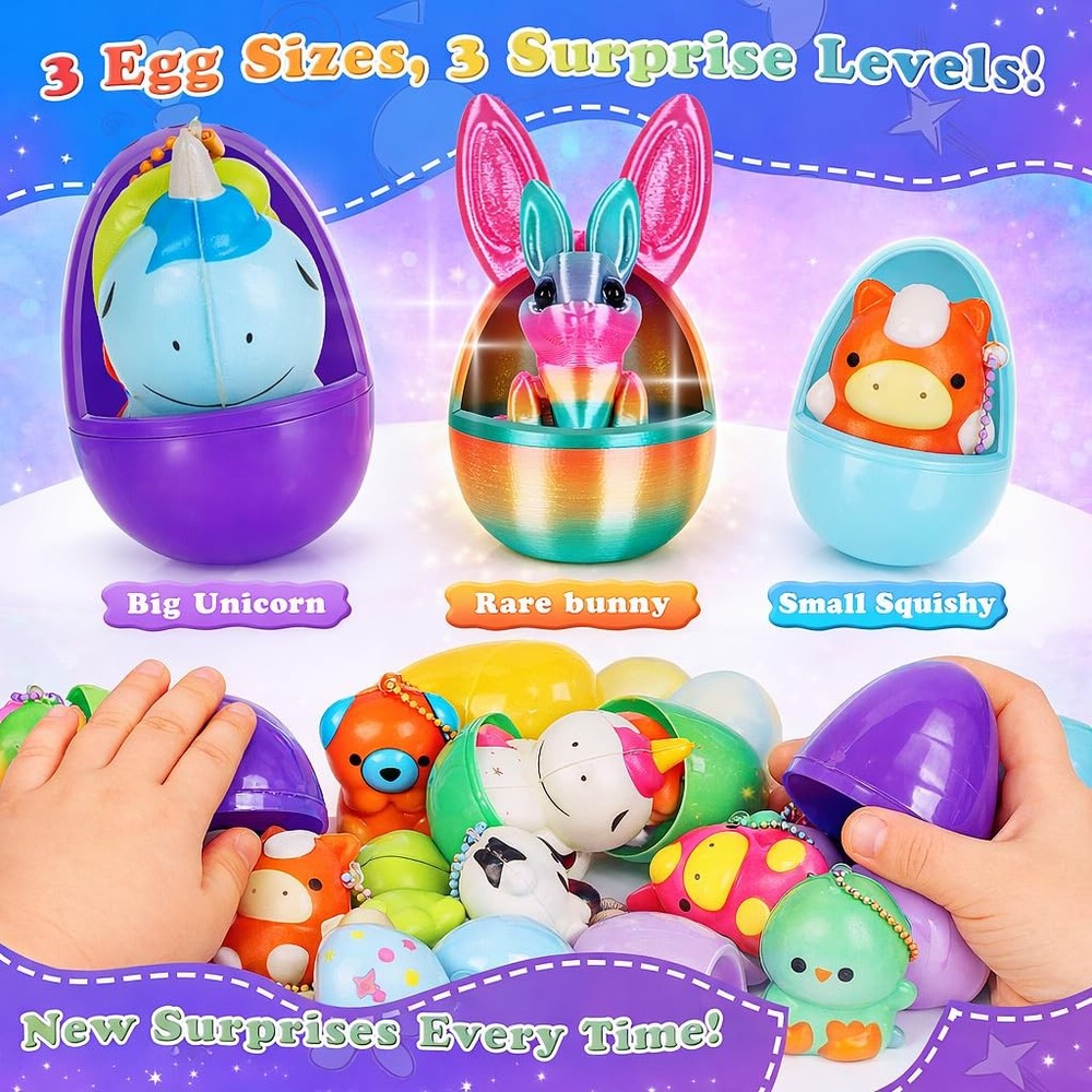 24PCS Prefilled Easter Eggs with Toys Inside - Gumball Machine Style Easter E...