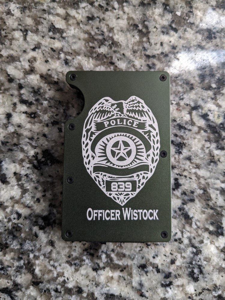 Custom Badge Wallet, Engraved Personalized