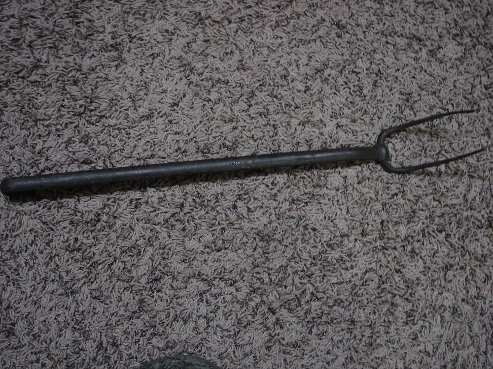 Antique US Army Quartermaster Corps Forged Fork Tool Fire Poker Blacksmith Tool