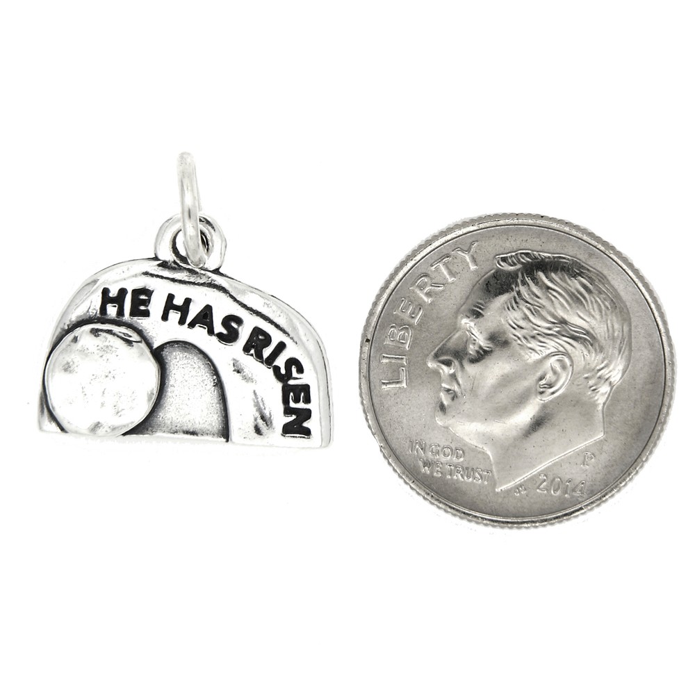 STERLING SILVER HE HAS RISEN JESUS EMPTY TOMB CHARM PENDANT