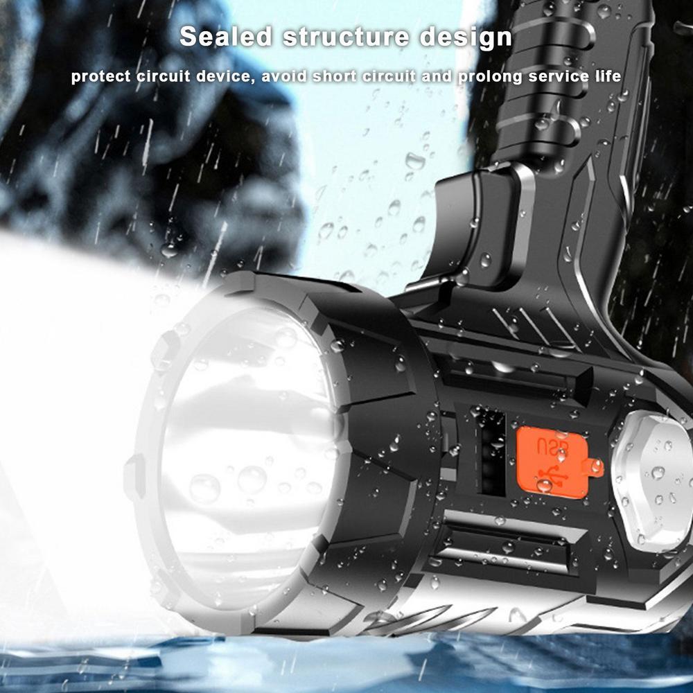 2PCS Solar/USB Super Bright Rechargeable LED Spotlight Flashlight Searchlight
