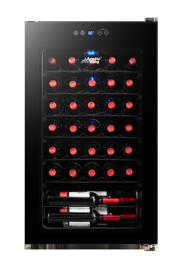 Arctic King Premium 34-Bottle Wine Cooler Refrigerator Compressor Chilling Tech
