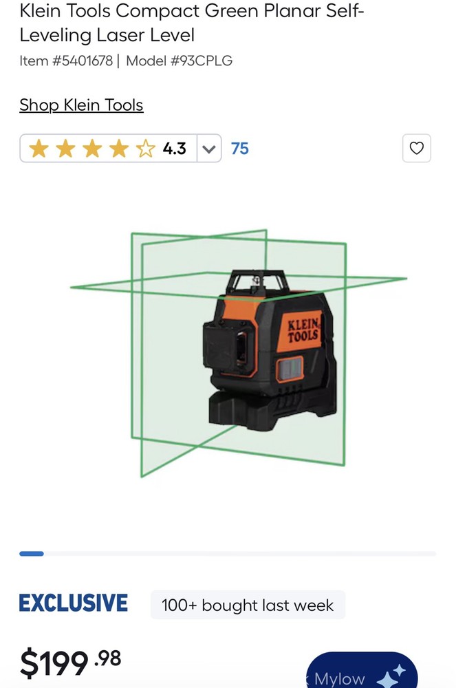 Klein Tools 93CPLG Compact Green Planar Self-Leveling Laser Level, 360-Degree