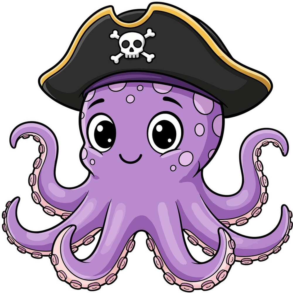 30 Custom Cute Pirate Octopus Personalized Address Labels