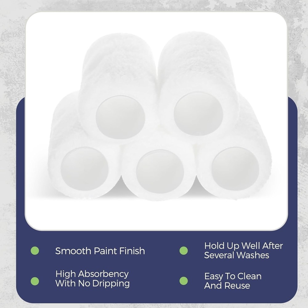 48 Pcs 4" x 1/2" Paint Roller Covers Refill Microfiber Mini Roller Covers for...