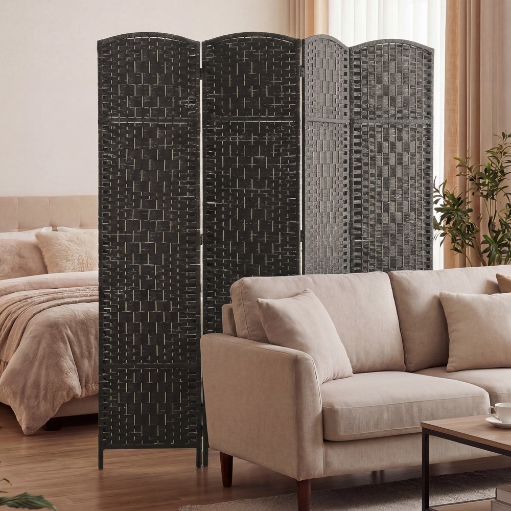 4 Panel Folding Privacy Screen, 70.9" Partition Wall Divider, Coffee