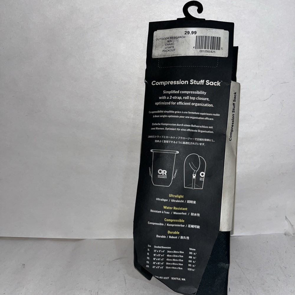 Outdoor Research 15 L Charcoal Compression Stuff Sack