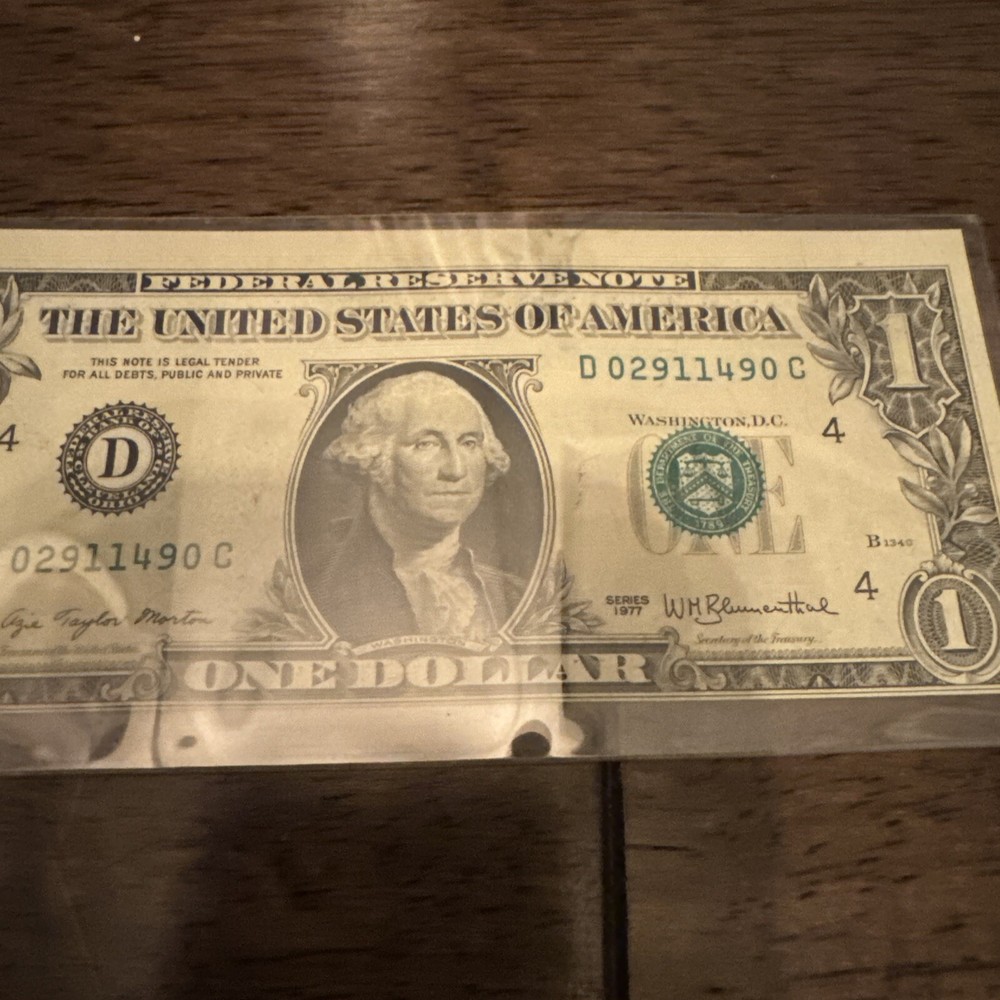 1977 $1 DOLLAR BILL ERROR NOTE ..MISALIGNED, MISPRINT, OFFSET