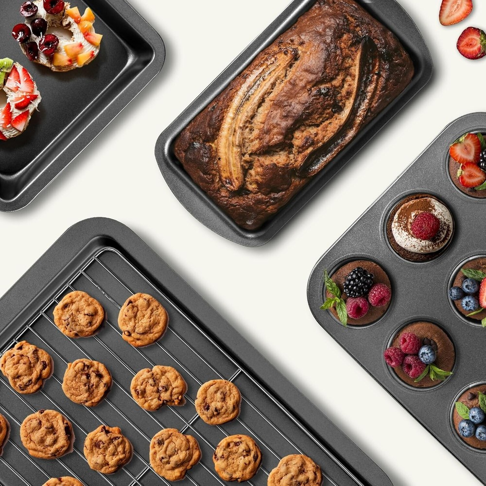 Baking Pans Sets, Nonstick Bakeware Sets 7-Piece with Round/Square Cake Pan