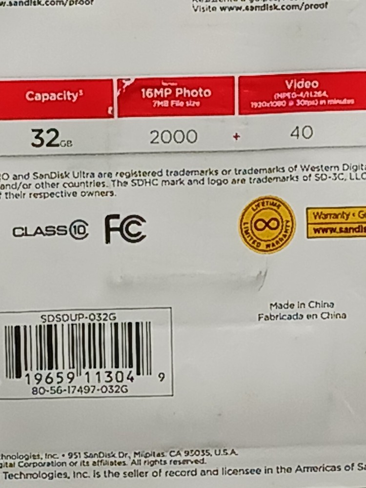 SANDISK ELEVATE 32GB ULTRA PERFORMANCE SDHC USH-I CARD