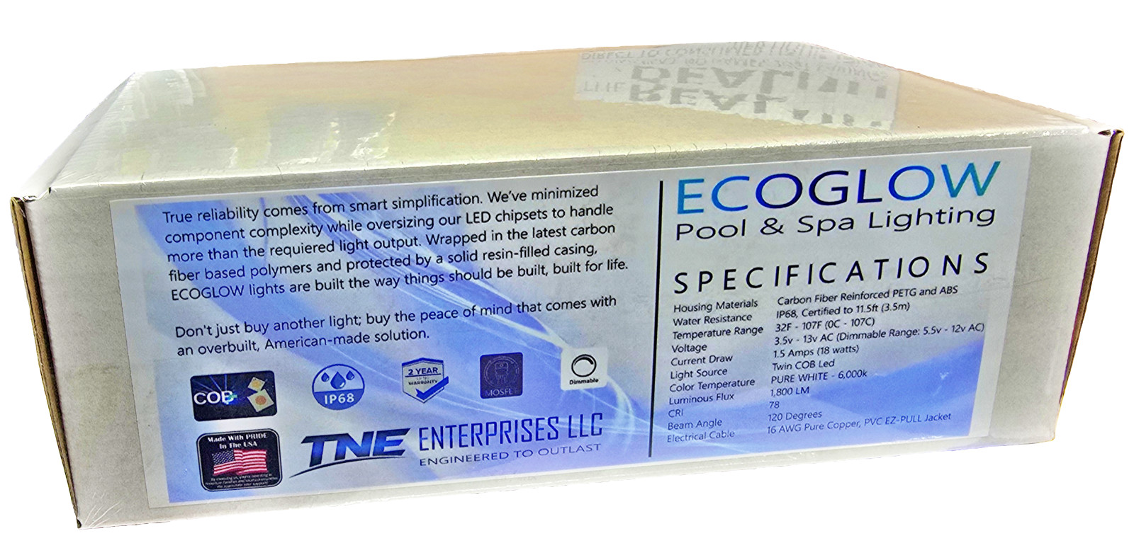 ECOGLOW WHITE Pool Light - DIRECT FIT for Pentair Globrite MADE IN THE USA w/2yr