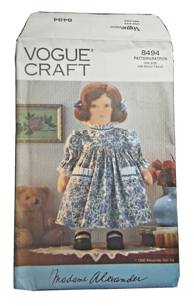 Vogue 8494 Madame Alexander Doll sewing pattern New One Size Envelope Damage