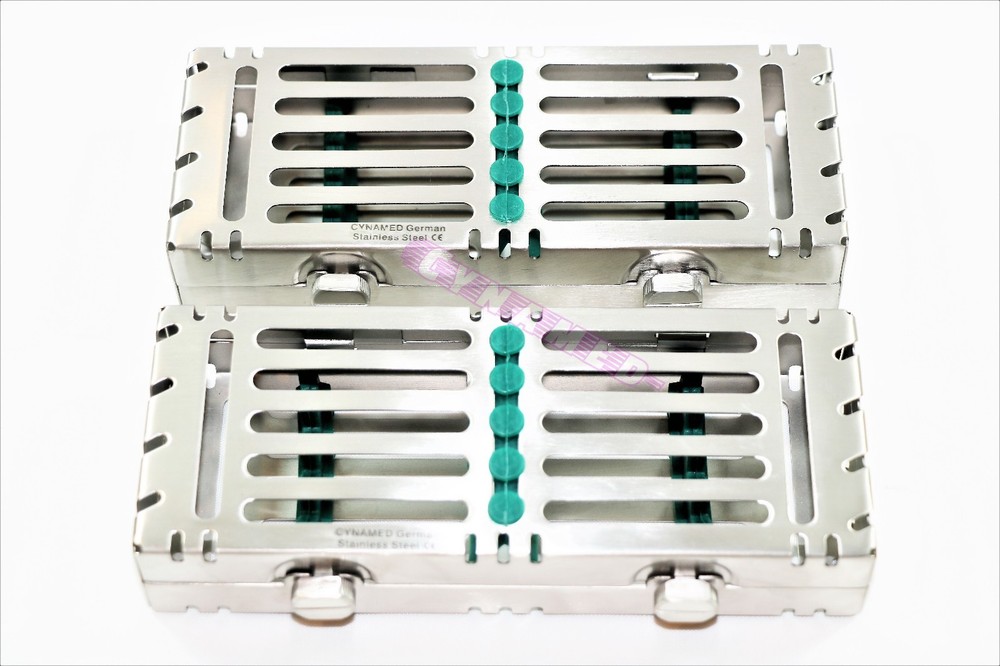 2 STERILIZATION CASSETTE DOUBLE BUTTON DETACHABLE FOR 5 INSTRUMENTS GERMAN GRADE