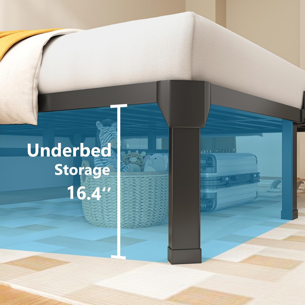 18 Inch Full Size Bed Frame with Mattress Slide Stopper - Double Black Basic ...