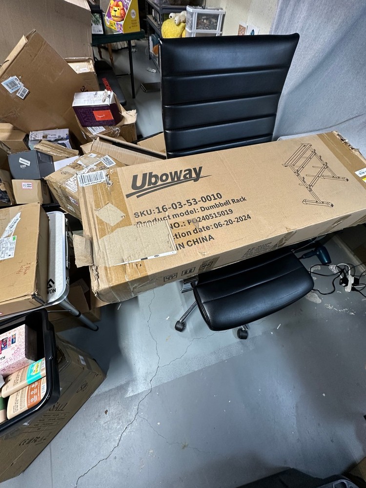 Uboway 3-Tier Dumbbell, Weights, and Bar Rack