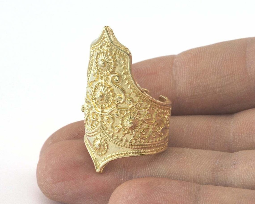 Ring Adjustable Ring Raw brass Statement (16.5mm 6US inner size - Adjustable )