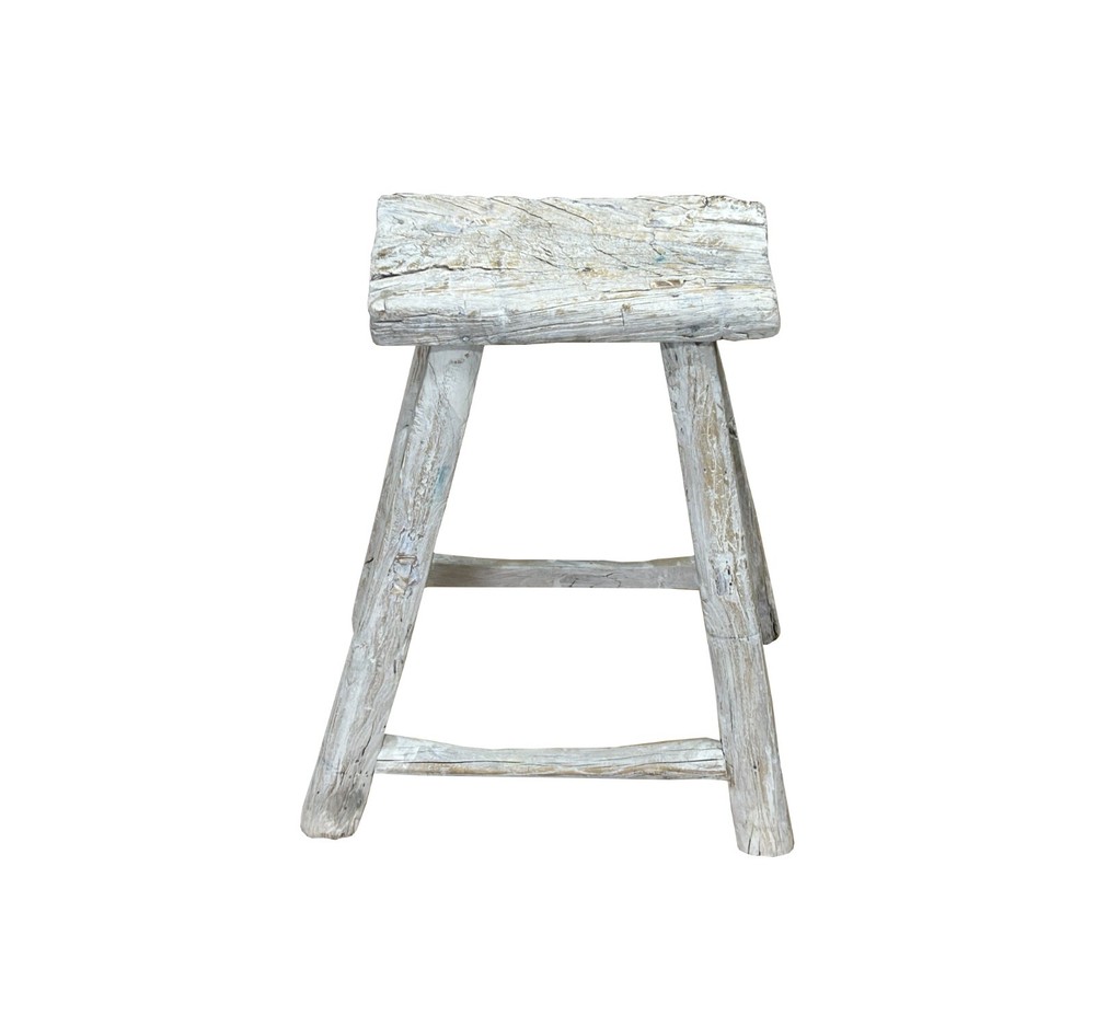 Rustic Raw Rough Wood Grain Rectangle Slim Stool Bench Side Table ws4594