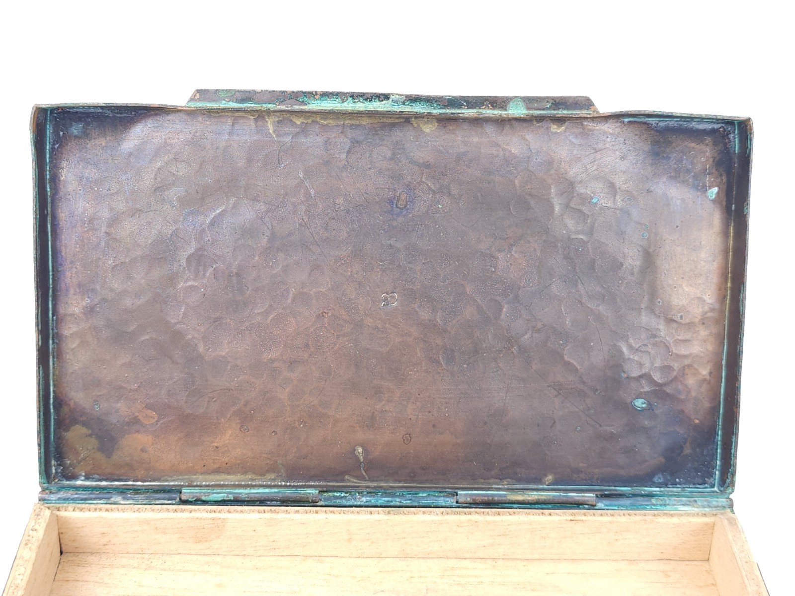 Vintage Peru Enameled Copper Cigarette Trinket Box Silver Tone Metal Bird Bull