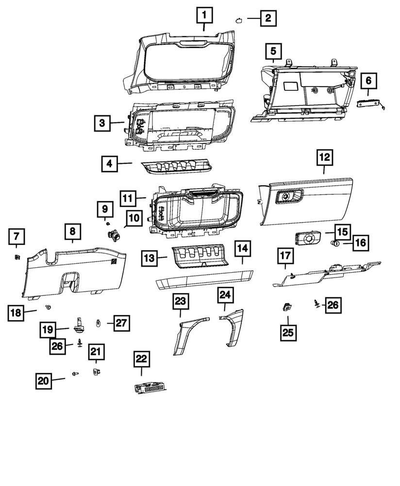 Genuine Mopar Instrument Panel Closeout Panel 6QB50TX7AA