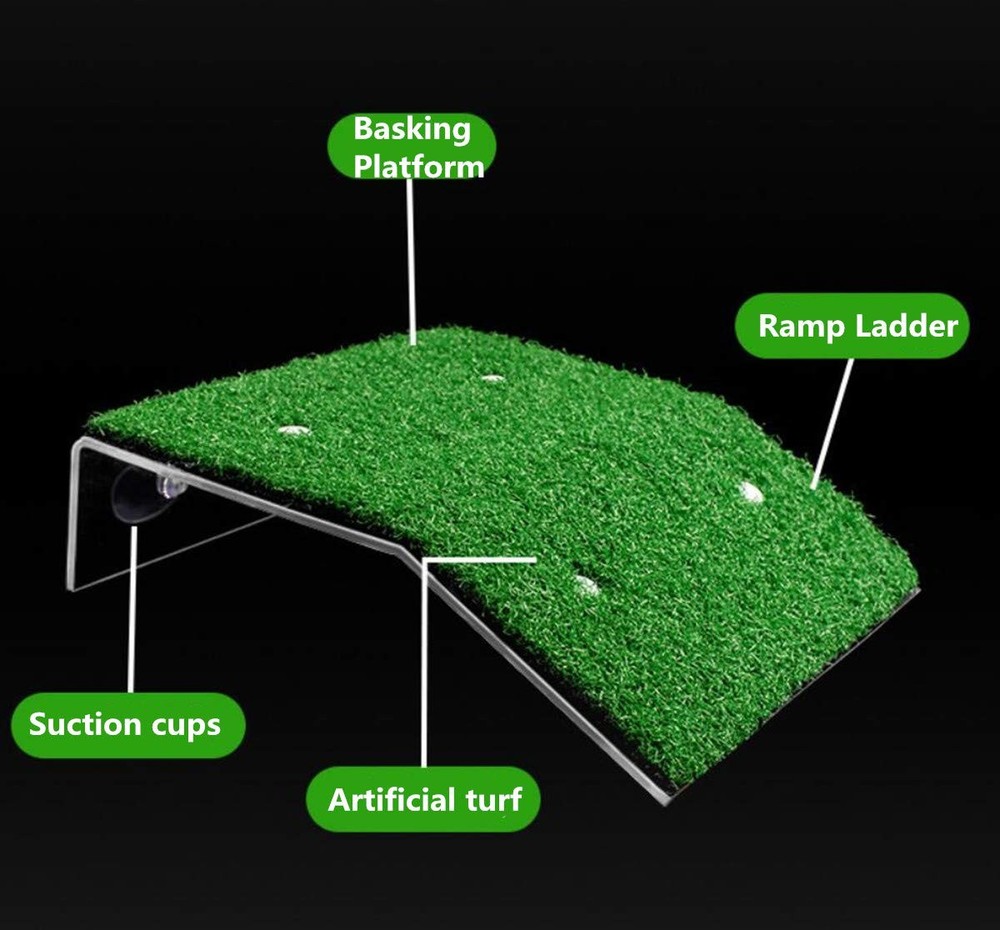 Turtle Resting Basking Platform Simulation Grass Turtle Ramp, Lawn Tortoise C...