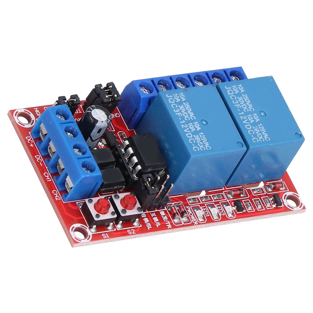 Relay Module 2 Channel Button Self-Locking Interlock High Low Level Trigger