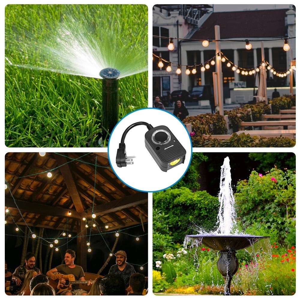 DEWENWILS 2 Pack Light Sensor Countdown Timer Outlets Plug in Outdoor Timer