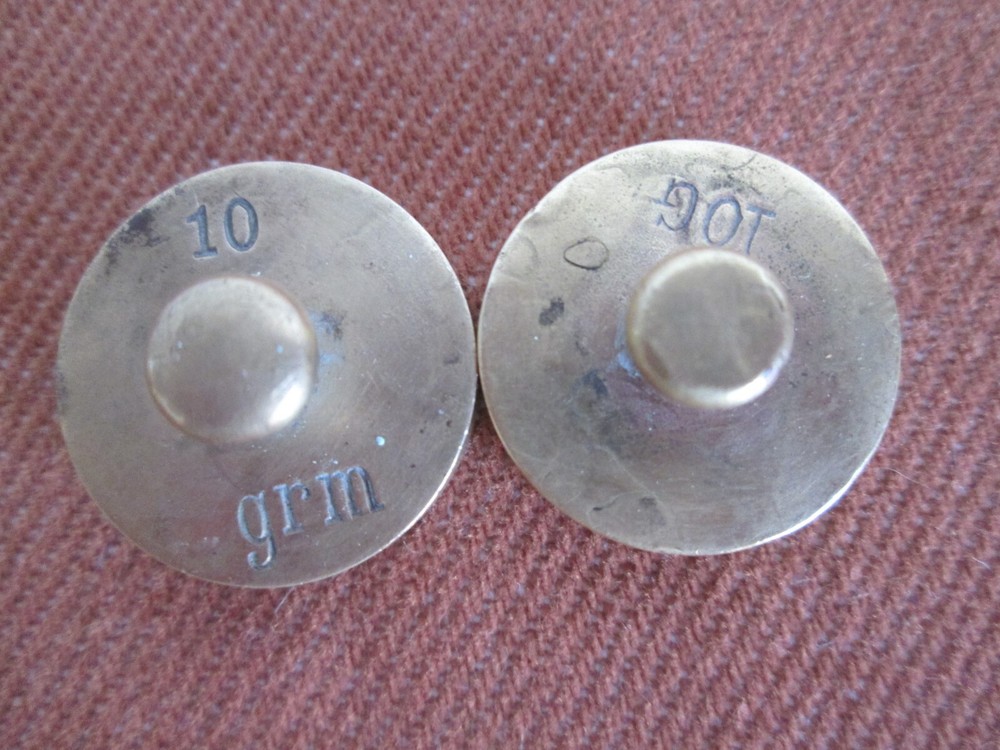 Vintage 5-brass balance scale weights