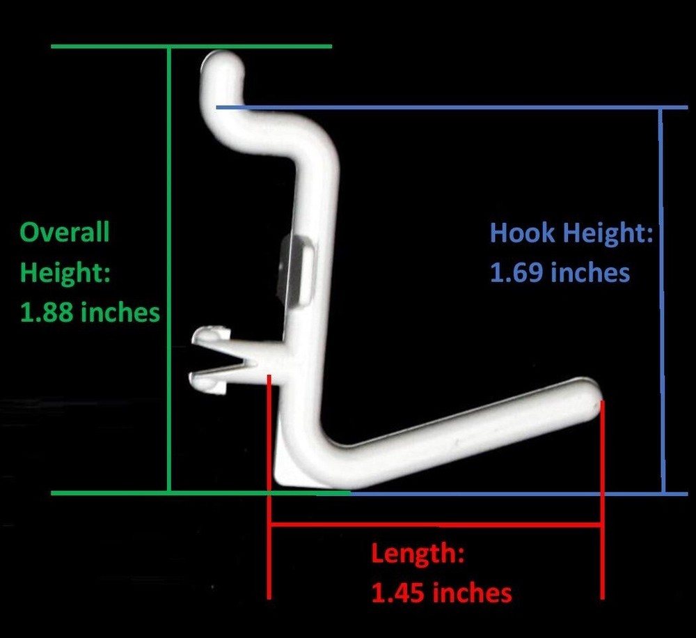 Plastic White L-Style Pegboard Hook Kit, 25-Pack