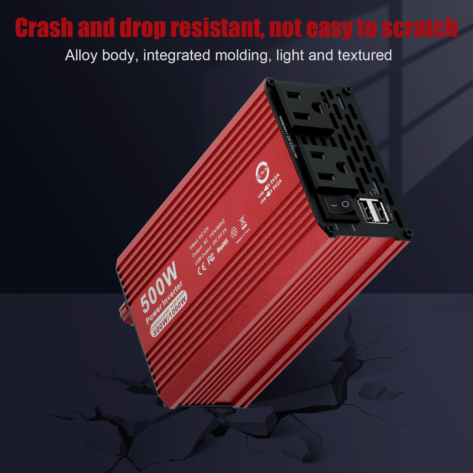 500W Car Power Inverter DC 12V To AC 110V 120V Adapter Converter 2 USB 2 AC