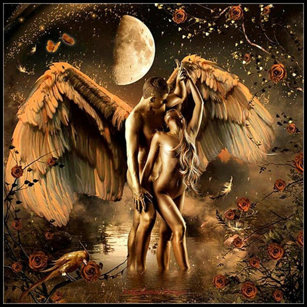 Angel Couple - Chart Counted Cross Stitch Patterns Needlework DIY DMC Color