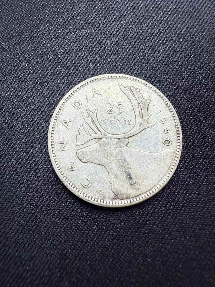 1940 Canada Silver 25 Cents Coin