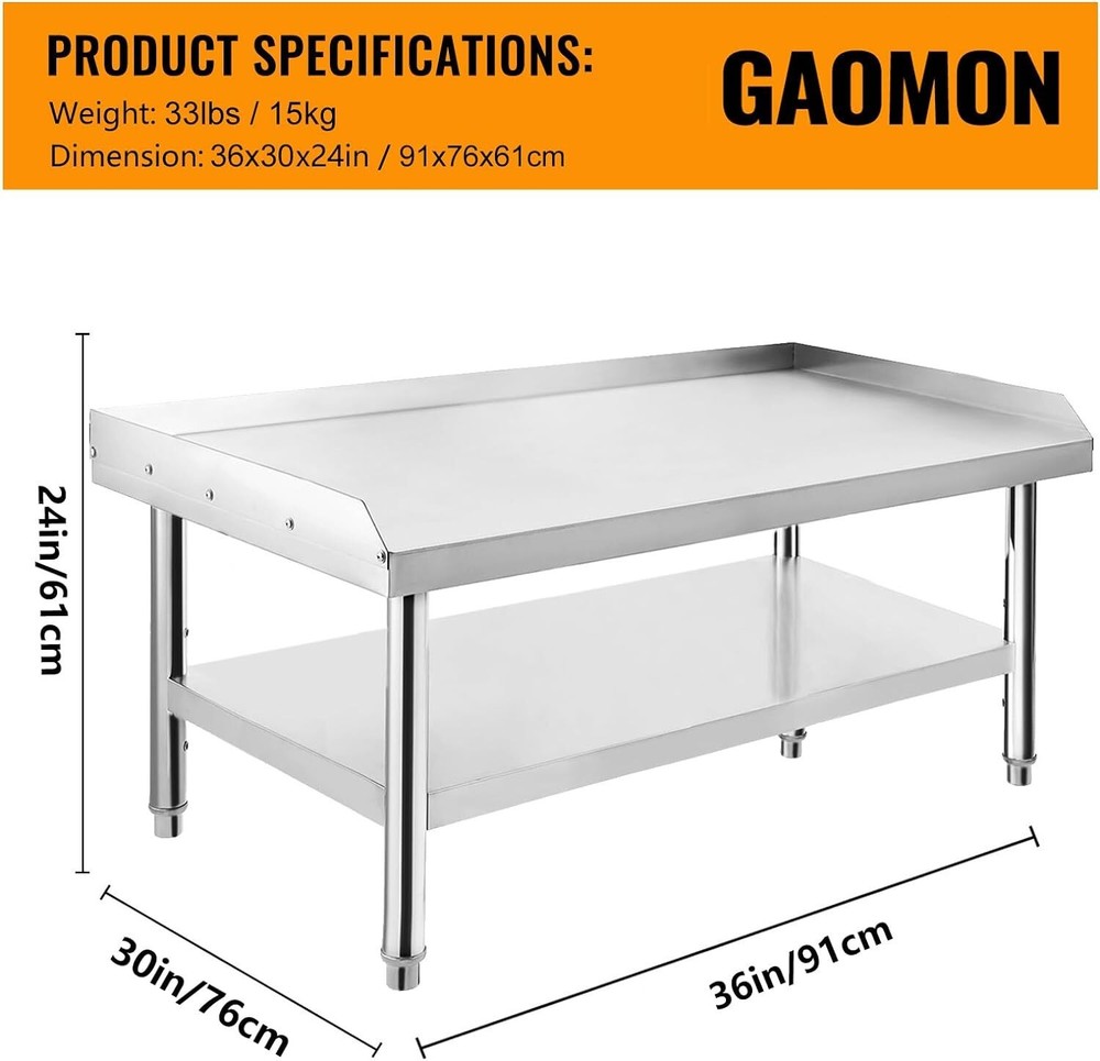 Equipment Grill Stand Prep Table Stainless Steel Table with Adjustable Undershel