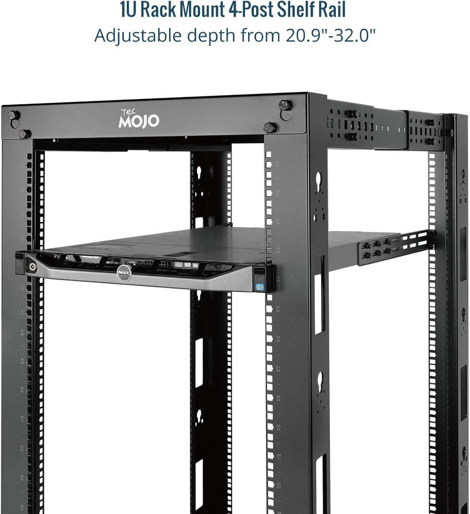 1U Universal Rack Mount Rails,4-Post Server Rack Shelf Rail with 20.9"-32" Adjus