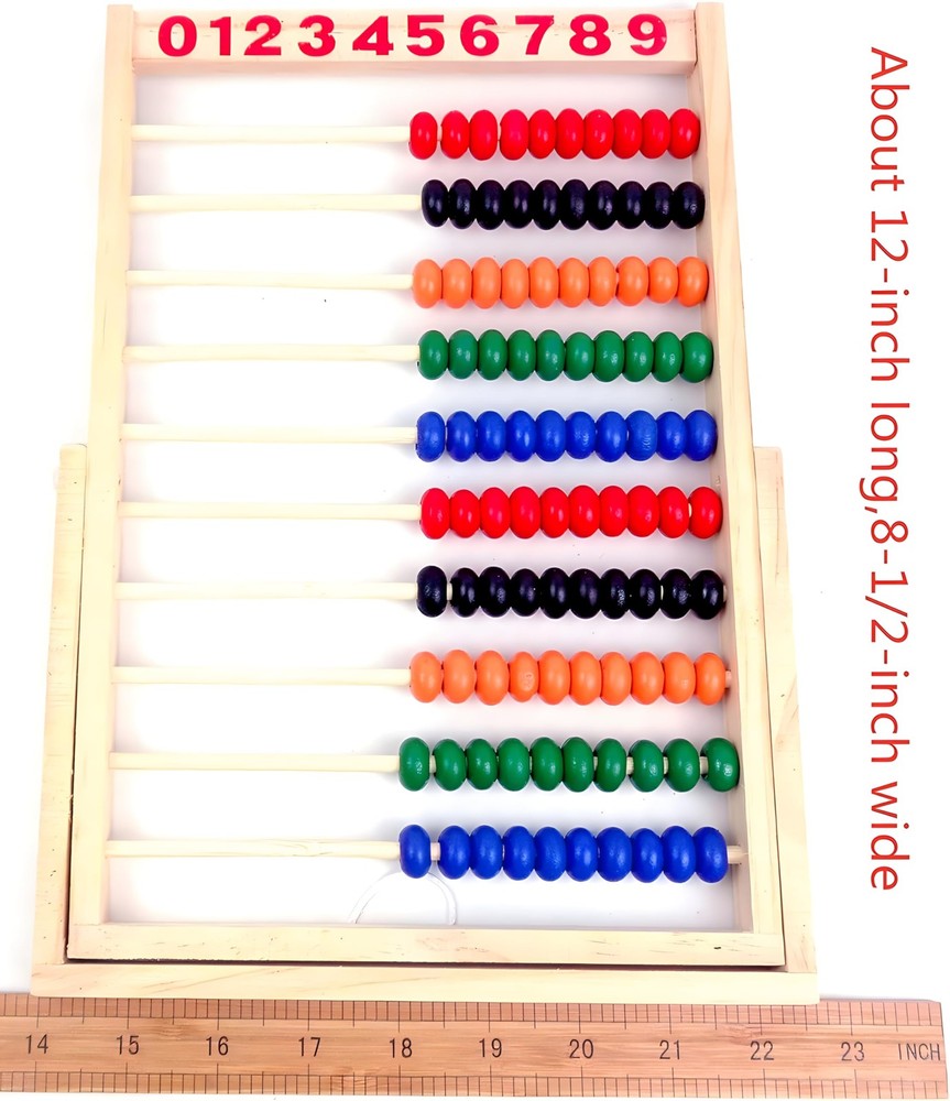 Wooden Counting Number Frame, 10 Rows Abacus for Kids Learning Math
