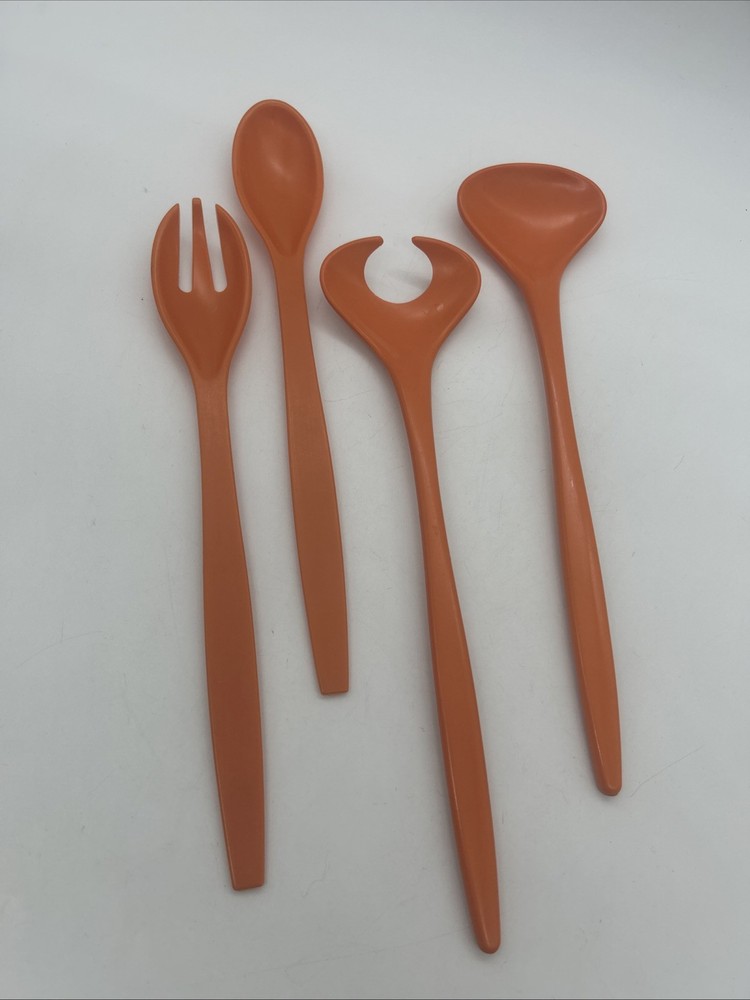 Retro Rosti Salad Server Orange Set Denmark Mepal Melamine + Extra Set