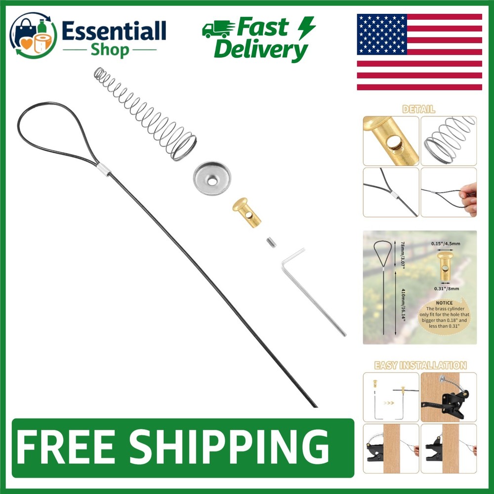 Rust-Resistant Black Spring Latch Cable for Easy Door Operation, 2-6" Thickness