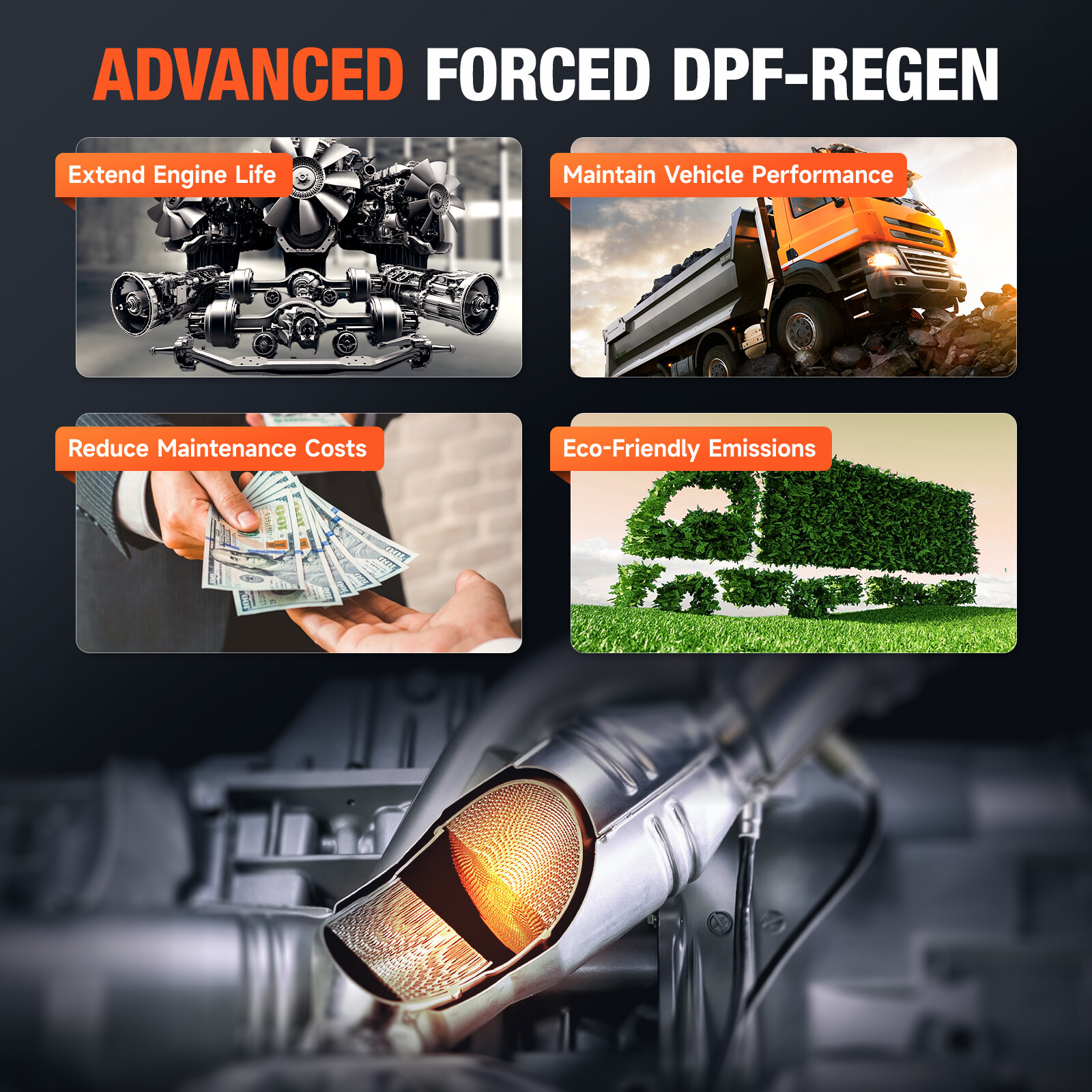 ANCEL Heavy Duty Truck Scanner DPF Regen for Freightliner Kenworth International