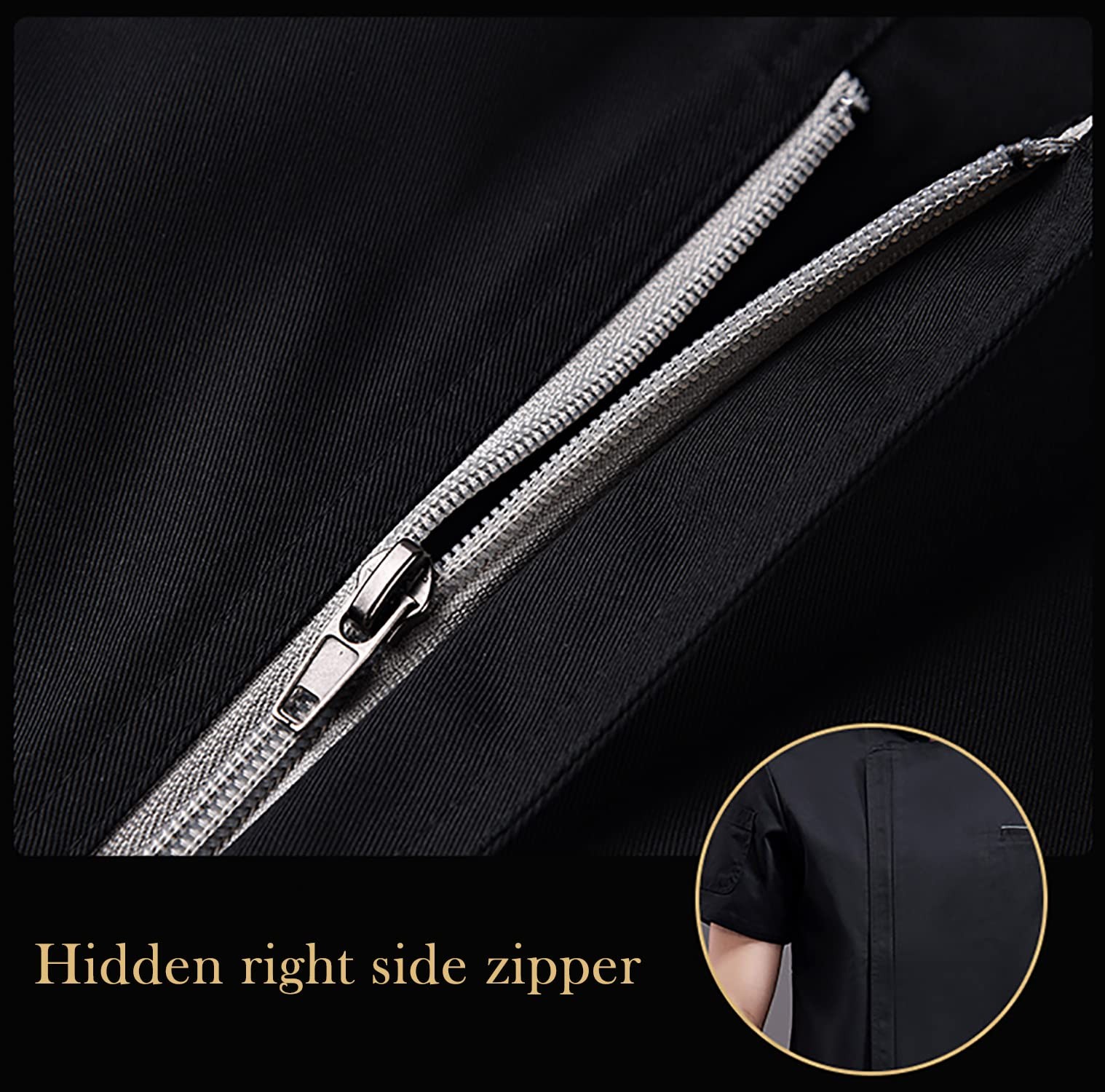 Unisex Zipper Chef Coat Short Sleeve Multi-Pockets Chef Jacket Back Mesh Chef...