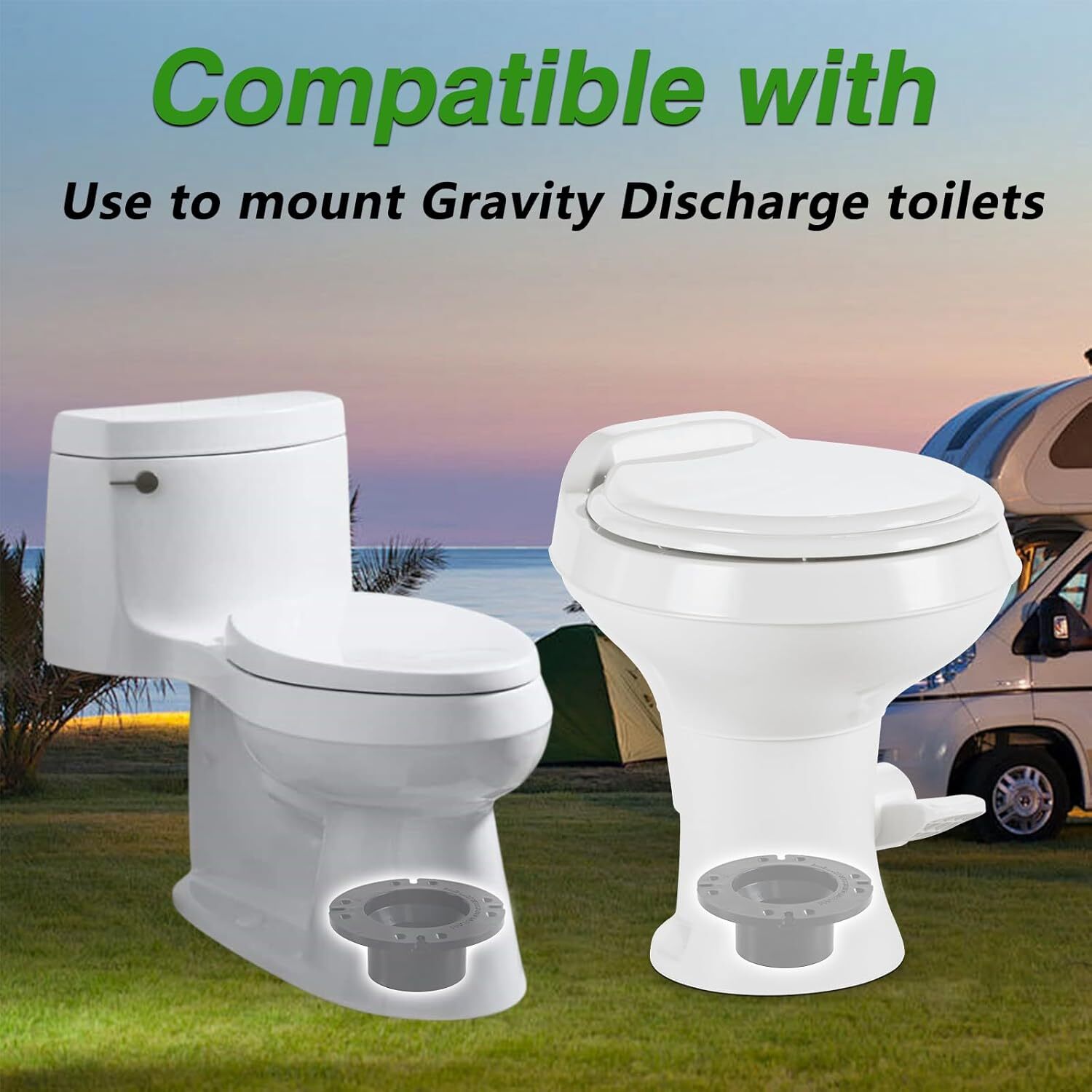3" Socket Floor Flange RV Toilet Flange for Gravity Discharge Toilets