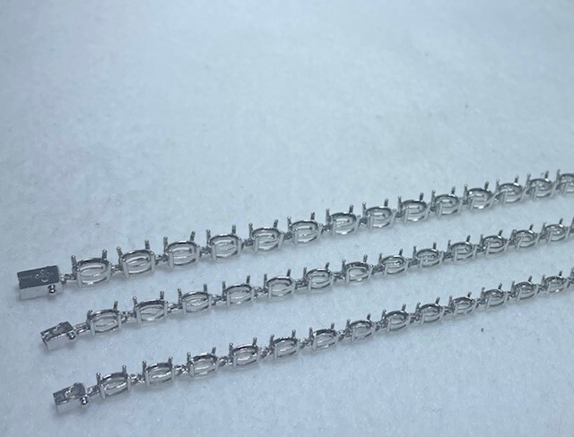 Oval Semi Mount Sterling Silver Blank Bracelet Finding 7.75 inch Multiple Sizes