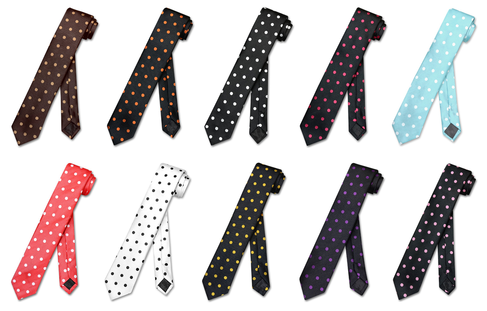 Vesuvio Napoli NeckTie Skinny Polka Dot Design Colors 2.5" Men's Narrow Neck Tie