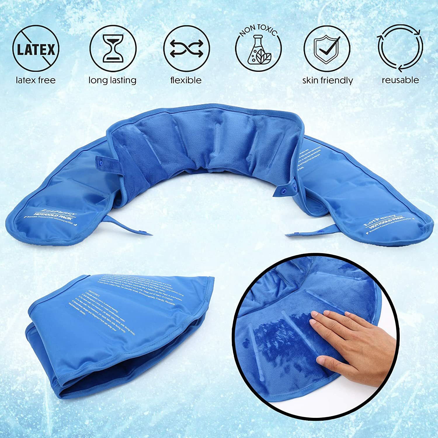 Gel Ice Pack for Neck Shoulder Pain Reusable Hot Cold Therapy Wrap for Swelling