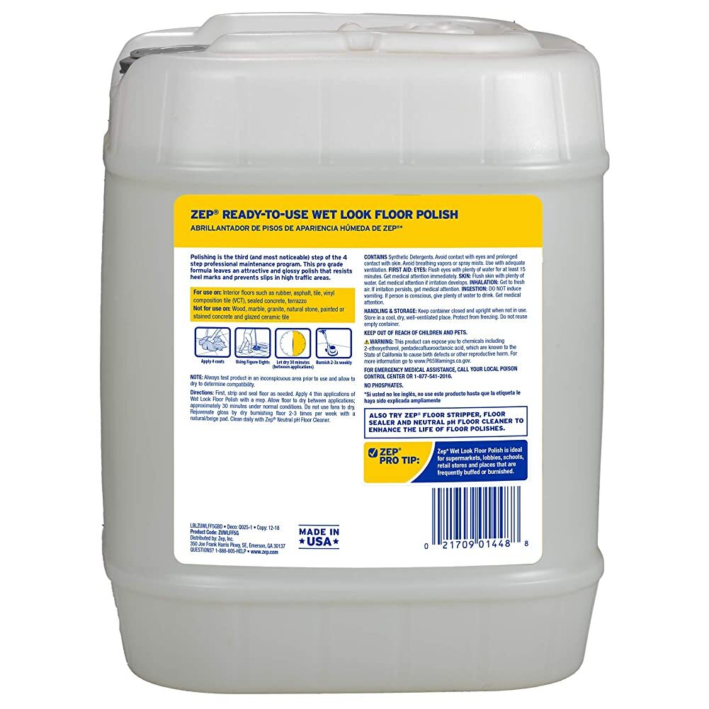 Zep Wet Look Floor Polish - 5 Gallon (1 Pail) ZUWLFF5G