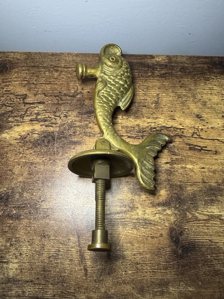 Vintage Solid Brass Metal Fish / Koi Style Door Knocker