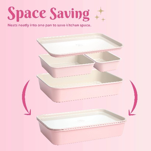 Paris Hilton 4-Piece Ceramic Nonstick Bakeware Set for Kitchen with Baking Sheet